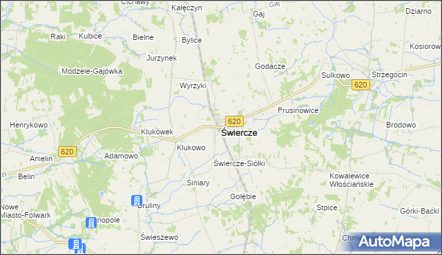 mapa Świercze powiat pułtuski, Świercze powiat pułtuski na mapie Targeo