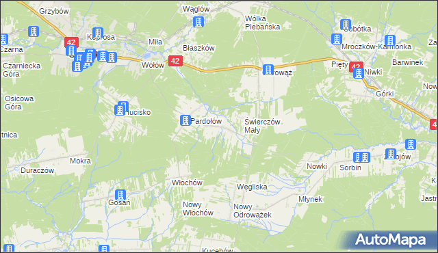 mapa Świerczów gmina Stąporków, Świerczów gmina Stąporków na mapie Targeo