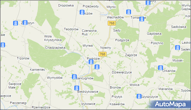 mapa Świerczyna gmina Działoszyce, Świerczyna gmina Działoszyce na mapie Targeo