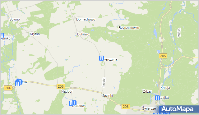 mapa Świerczyna gmina Polanów, Świerczyna gmina Polanów na mapie Targeo