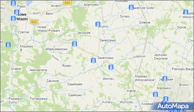 mapa Świerkowo gmina Świercze, Świerkowo gmina Świercze na mapie Targeo