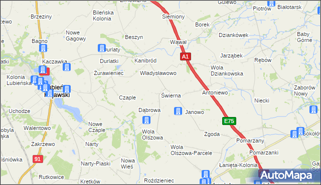 mapa Świerna, Świerna na mapie Targeo