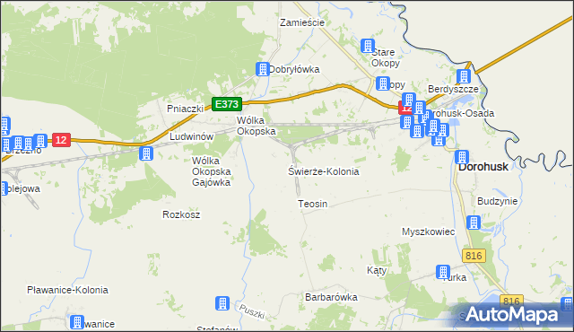 mapa Świerże-Kolonia gmina Dorohusk, Świerże-Kolonia gmina Dorohusk na mapie Targeo