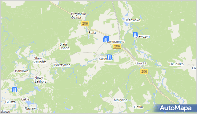 mapa Świerzno gmina Miastko, Świerzno gmina Miastko na mapie Targeo