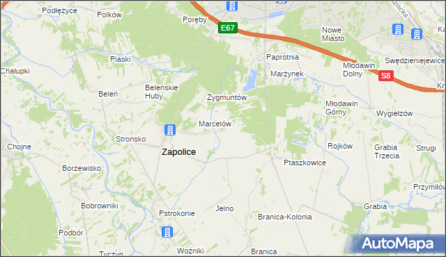 mapa Świerzyny, Świerzyny na mapie Targeo