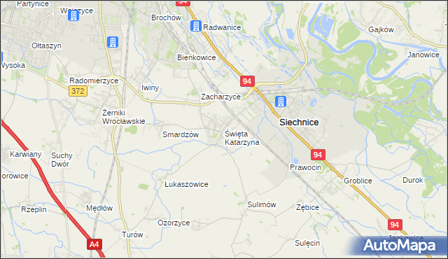 mapa Święta Katarzyna gmina Siechnice, Święta Katarzyna gmina Siechnice na mapie Targeo