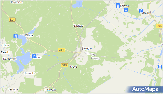 mapa Świętno gmina Wolsztyn, Świętno gmina Wolsztyn na mapie Targeo