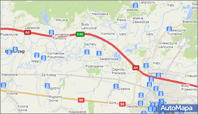 mapa Świętoniowa, Świętoniowa na mapie Targeo