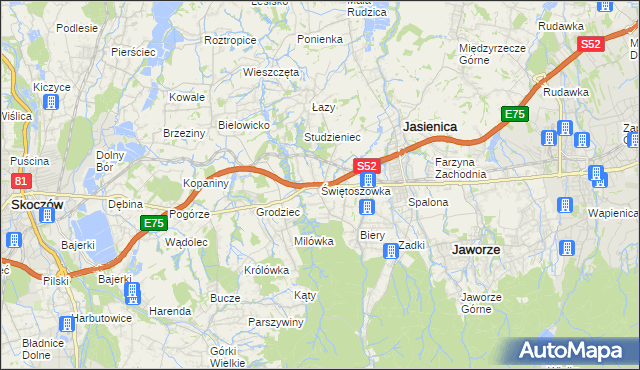 mapa Świętoszówka, Świętoszówka na mapie Targeo