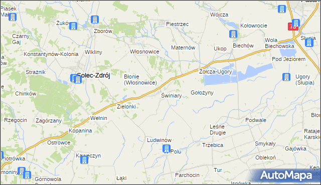 mapa Świniary gmina Solec-Zdrój, Świniary gmina Solec-Zdrój na mapie Targeo