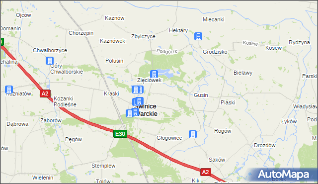 mapa Świnice Warckie-Kolonia, Świnice Warckie-Kolonia na mapie Targeo