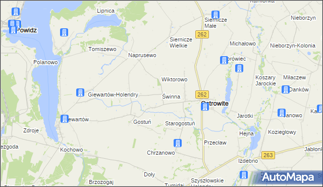 mapa Świnna gmina Ostrowite, Świnna gmina Ostrowite na mapie Targeo