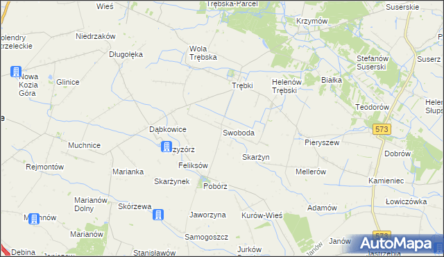 mapa Swoboda gmina Szczawin Kościelny, Swoboda gmina Szczawin Kościelny na mapie Targeo