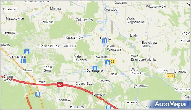mapa Swoboda gmina Zgierz, Swoboda gmina Zgierz na mapie Targeo