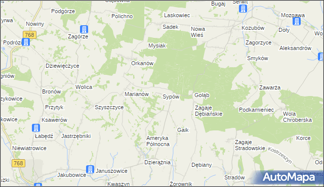 mapa Sypów, Sypów na mapie Targeo