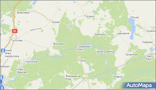 mapa Szadowski Młyn, Szadowski Młyn na mapie Targeo