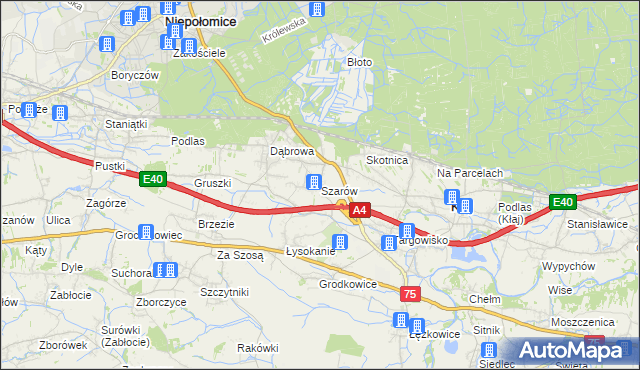 mapa Szarów gmina Kłaj, Szarów gmina Kłaj na mapie Targeo