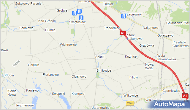 mapa Szatki gmina Choceń, Szatki gmina Choceń na mapie Targeo