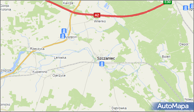 mapa Szczaniec, Szczaniec na mapie Targeo