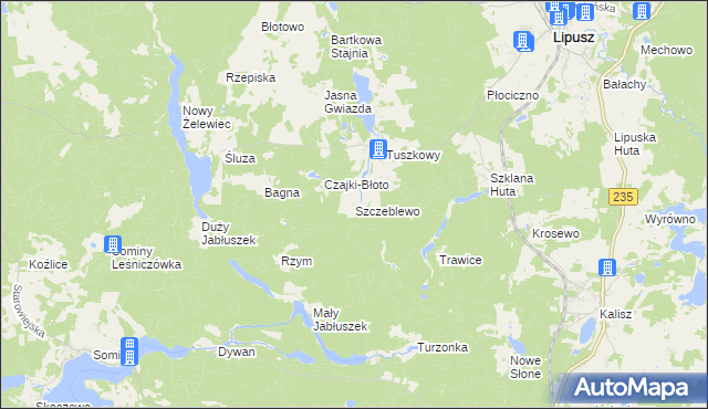mapa Szczeblewo, Szczeblewo na mapie Targeo