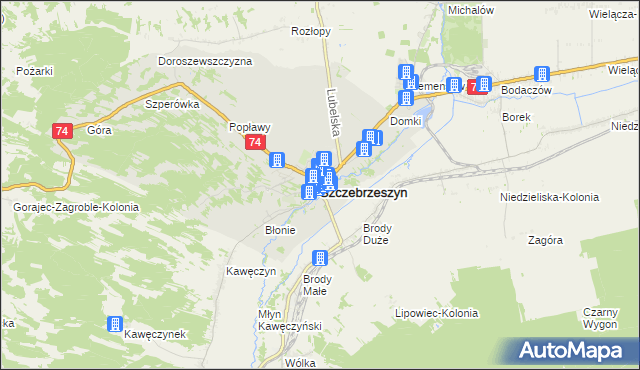 mapa Szczebrzeszyn, Szczebrzeszyn na mapie Targeo