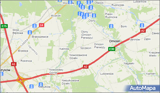 mapa Szczecin gmina Dmosin, Szczecin gmina Dmosin na mapie Targeo