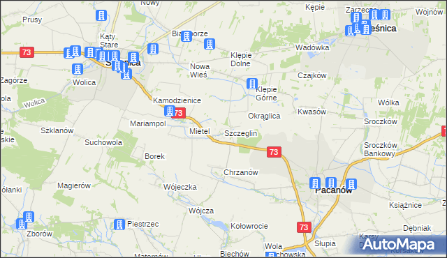 mapa Szczeglin gmina Stopnica, Szczeglin gmina Stopnica na mapie Targeo