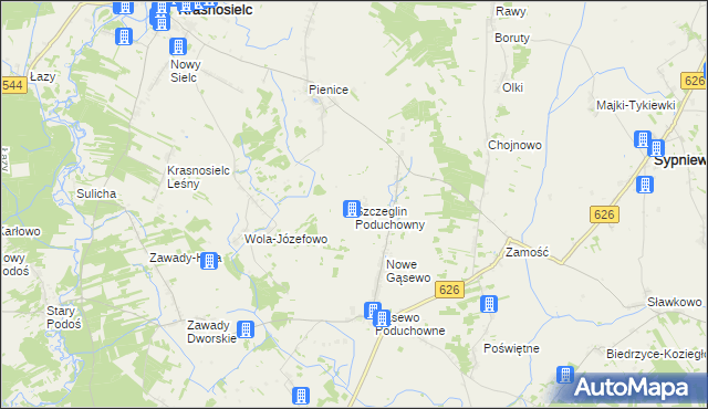 mapa Szczeglin Poduchowny, Szczeglin Poduchowny na mapie Targeo