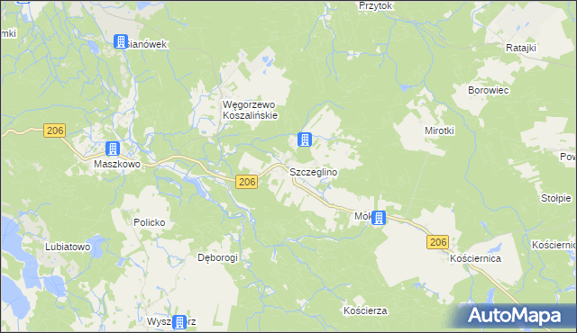 mapa Szczeglino, Szczeglino na mapie Targeo