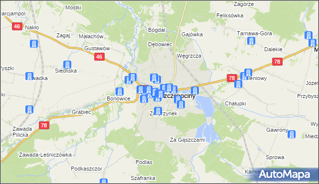 mapa Szczekociny, Szczekociny na mapie Targeo