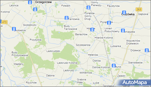 mapa Szczepanów gmina Olszówka, Szczepanów gmina Olszówka na mapie Targeo