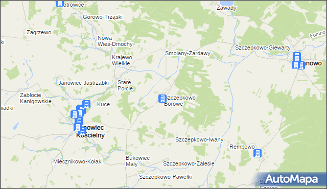 mapa Szczepkowo Borowe, Szczepkowo Borowe na mapie Targeo