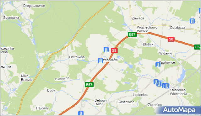 mapa Szczodrów, Szczodrów na mapie Targeo