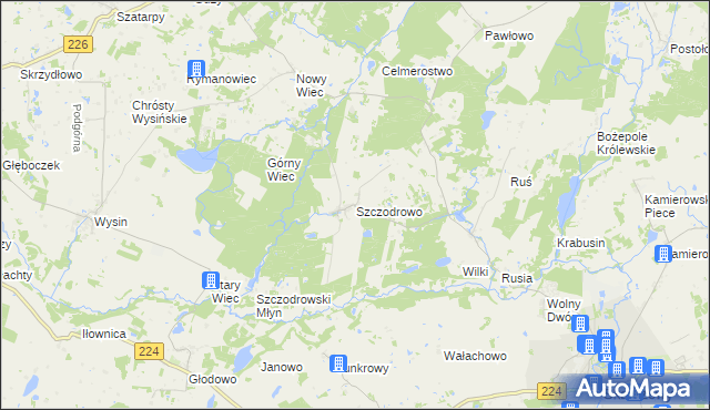 mapa Szczodrowo gmina Skarszewy, Szczodrowo gmina Skarszewy na mapie Targeo