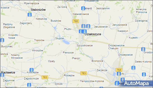 mapa Szczotkowice, Szczotkowice na mapie Targeo