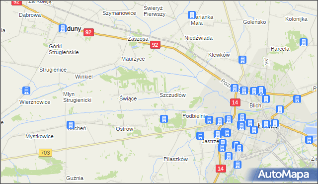 mapa Szczudłów, Szczudłów na mapie Targeo