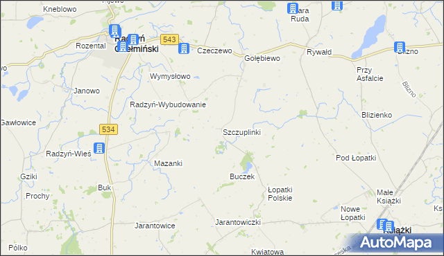 mapa Szczuplinki, Szczuplinki na mapie Targeo