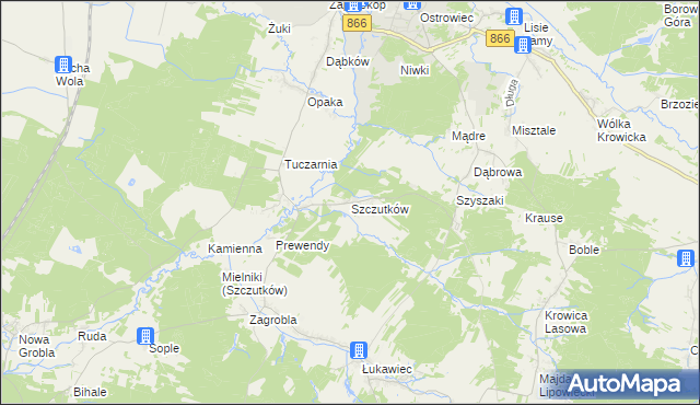 mapa Szczutków, Szczutków na mapie Targeo