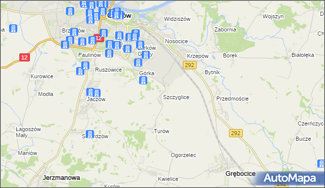 mapa Szczyglice gmina Głogów, Szczyglice gmina Głogów na mapie Targeo