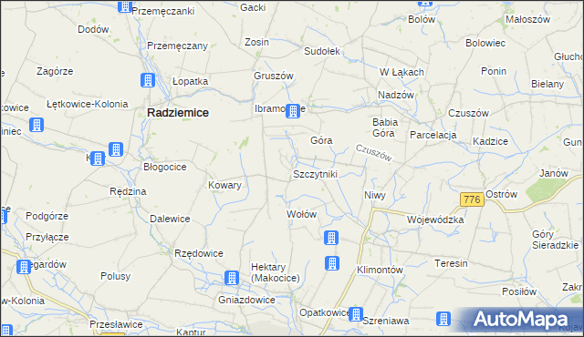 mapa Szczytniki gmina Proszowice, Szczytniki gmina Proszowice na mapie Targeo