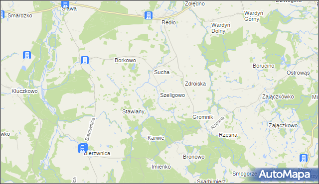 mapa Szeligowo, Szeligowo na mapie Targeo