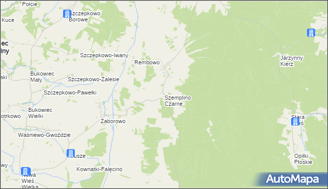 mapa Szemplino Czarne, Szemplino Czarne na mapie Targeo