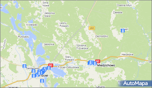 mapa Szklarka Trzcielska, Szklarka Trzcielska na mapie Targeo