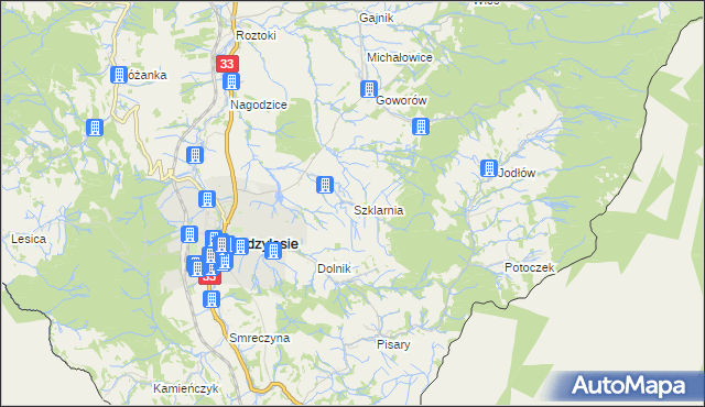 mapa Szklarnia gmina Międzylesie, Szklarnia gmina Międzylesie na mapie Targeo