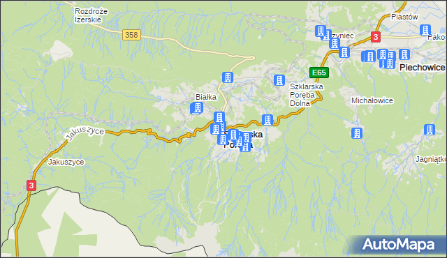 mapa Szklarska Poręba, Szklarska Poręba na mapie Targeo