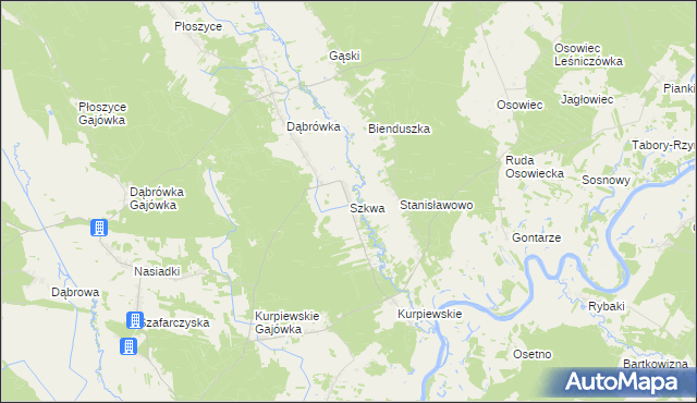 mapa Szkwa, Szkwa na mapie Targeo