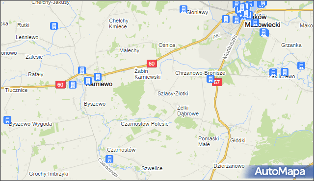 mapa Szlasy-Złotki, Szlasy-Złotki na mapie Targeo