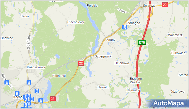 mapa Szpęgawsk, Szpęgawsk na mapie Targeo