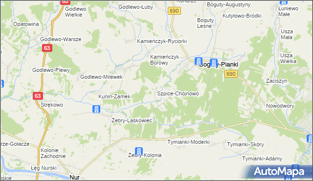 mapa Szpice-Chojnowo, Szpice-Chojnowo na mapie Targeo