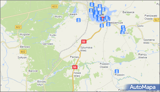 mapa Sztumska Wieś, Sztumska Wieś na mapie Targeo